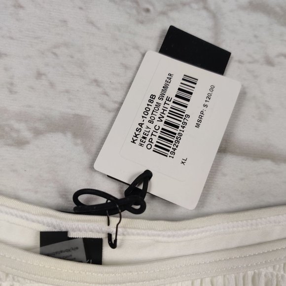 Kendall and Kylie white ruched cheeky bikini bottom simple chic minimalist sz XL - Picture 6 of 6